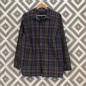Talbots Gray Multicolored Plaid Button Down Shirt